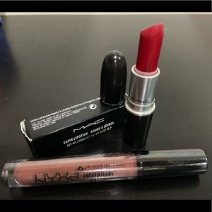 M.A.C Red Satin Lipstick+NYX Lingerie Ruffle trim